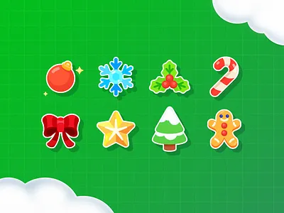 Christmas icon set bow candy christmas decoration design ginger graphic design icon illustration set snow star tree ui
