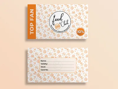 Restaurant Top Fan Discount Card Design discount card food illustration graphic design loyalty card mockup pattern design print design restaurant branding