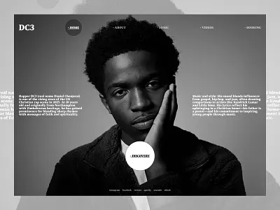 Concept Hero - DC3 art directed concept hero dark hero dc3 editorial design graphic design hero section hiphop music rapper ui ui music user interface web design