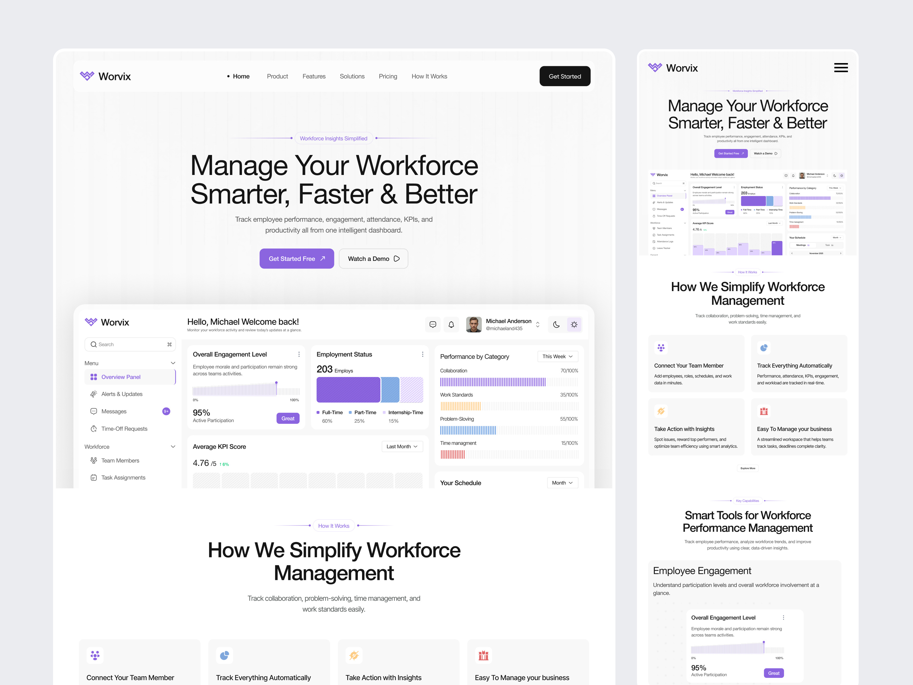 SaaS landing page business management crm crm dashboard crm saas landing page employee analytics enterprise software hr dashboard landing page modern design product design saas saas landing page saas landing page design saas website saas website design web design website workforce management