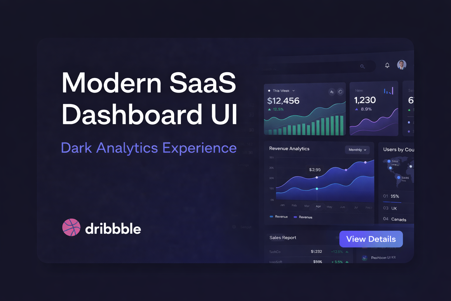 Modern SaaS Dashboard UI — Dark Analytics Experience admin panel analytics dashboard clean ui dark ui dashboard ui data visualization dribbble shot fintech ui modern ui product design saas dashboard ui design ux design web app ui