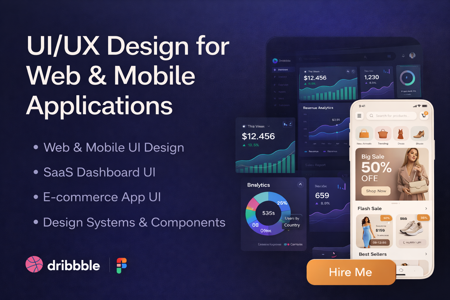 UI/UX Design for Web & Mobile Applications ecommerce ui figma design mobile app ui product design saas dashboard ui ux design user experience design user interface design web app design