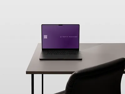 MacBook Pro on an office table business case study corporate design macbook minimal minimalism mockup mockups office office chair office table platform portfolio showcase ui user interface web design website