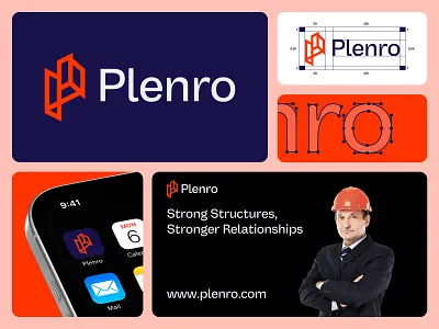 Plenro - Architecture logo, Brand Identity architect branding architect logo architecture logo brand design brand identity branding building construction custom logo design geometric logo letter mark logo logo design logo designer modern logo monogram logo property logo real estate logo visual identity