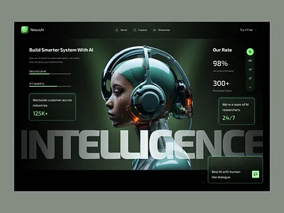 AI SaaS Landing Page - Hero section UI ai ai design ai interface future tech futuristic ui glassmorphism hero section landing page saas ui ux web deign