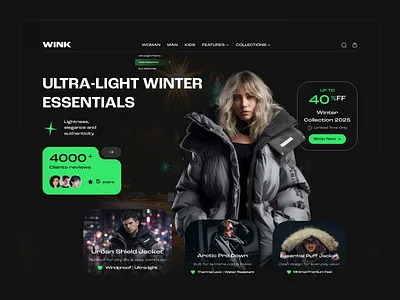 Luxury Winter Fashion Website — UI/UX clothing brand e commerce ecommerce fashion website landingpage modern fashion web design webdesign