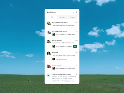 Notification center ↓ app dashboard mobile modal notification p2p popover popup profile saas tab ui uiux webapp