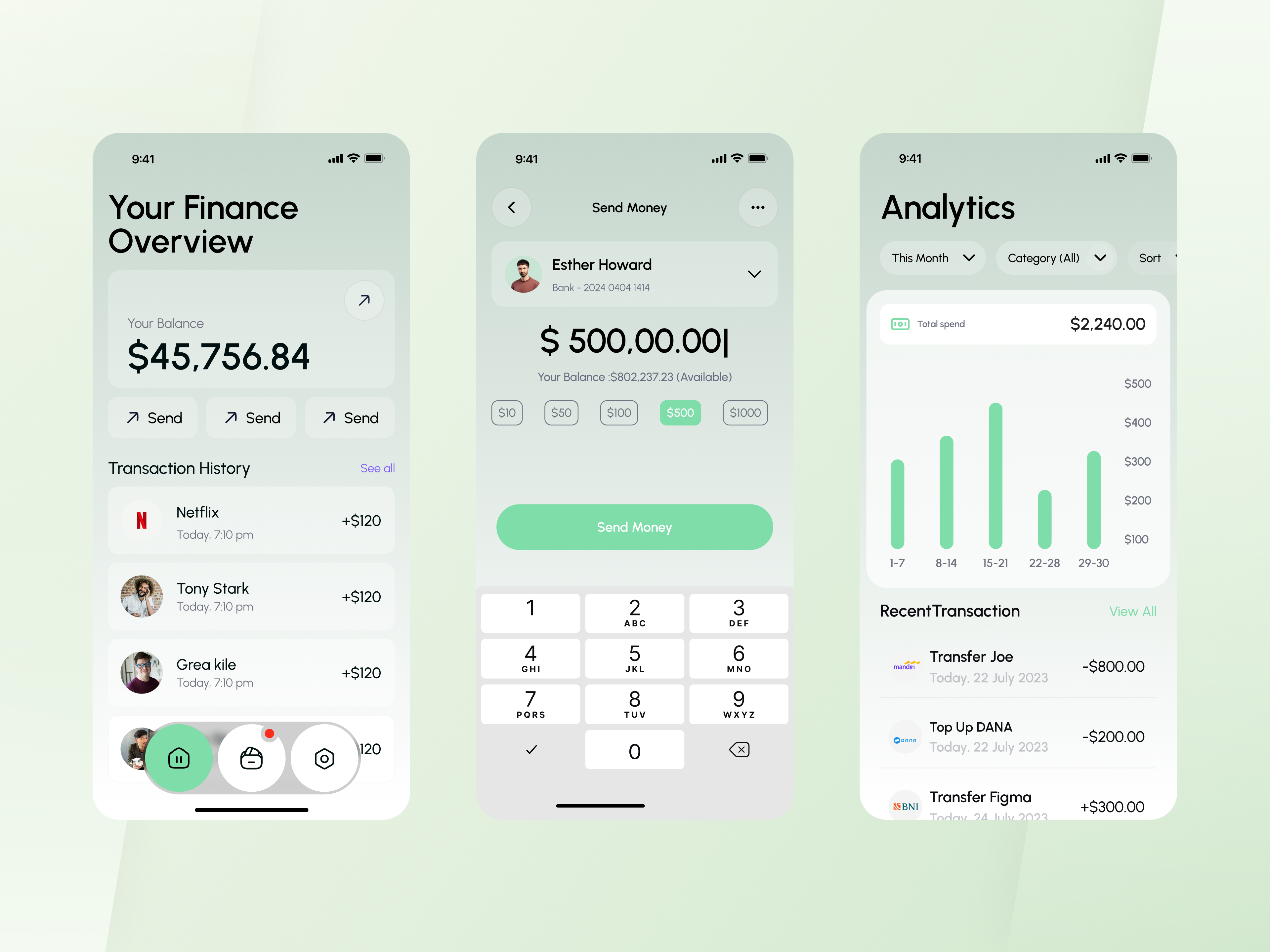 Example of Finance Mobile App UI/UX Design
