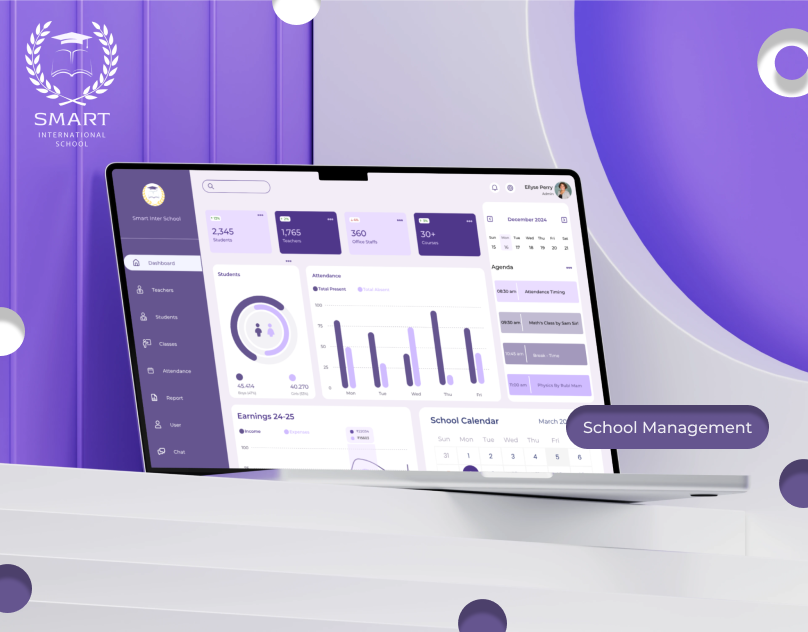 Smart - School Management Dashboard UI Design dashboard dashboard design design online school school management ui uiux user interface web page website