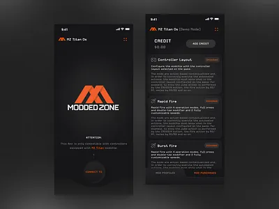 MZ Titan iOS Apps android app app control apps dark digital game game apps game control game zone ios app mobile mobile app mobile application ui ui design user experience user interface ux ux design wifi control