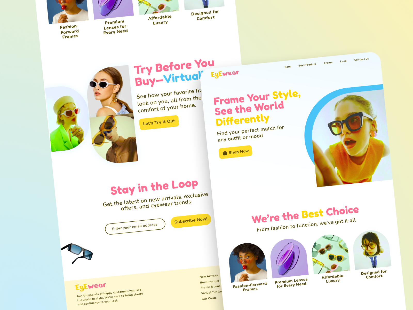 EyeWear - Landing Page branding dekstop ecommerce eyewear figma landing page payment project shop ui ux website