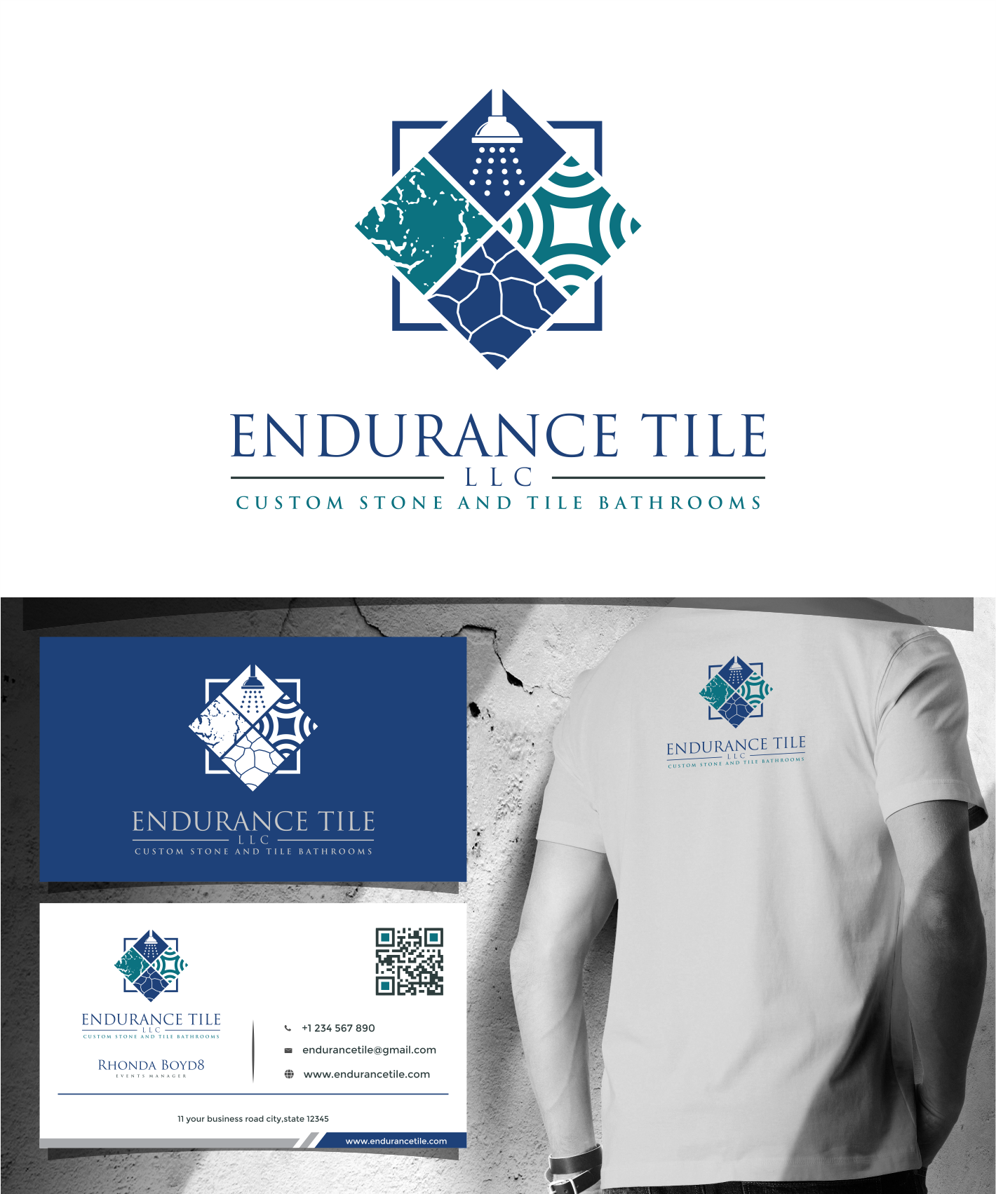 Endurance Tile Logo and Business Card Design 3d animation branding design graphic design illustration logo motion graphics ui vector