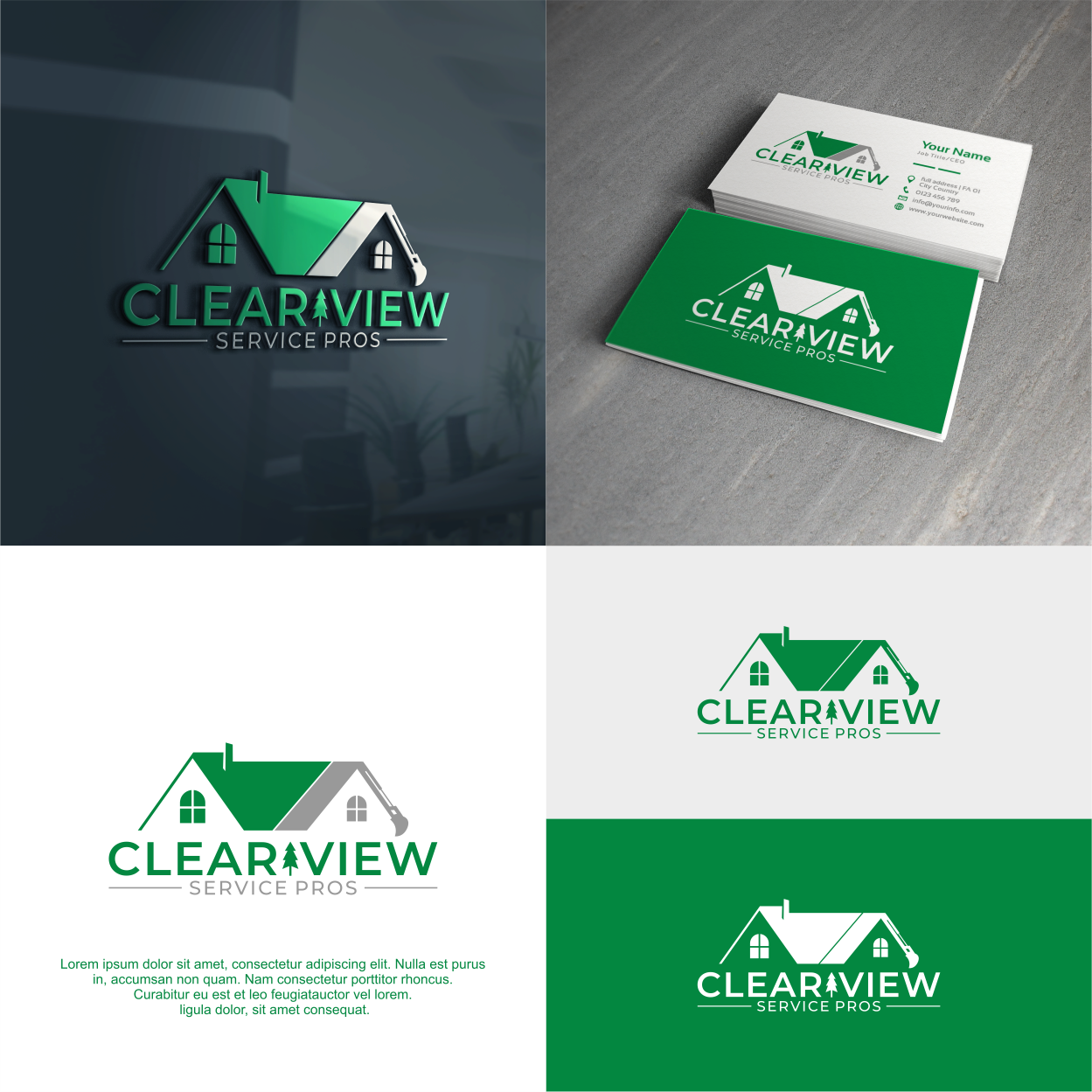 Clear View Logo and Business Card Design 3d animation branding design graphic design illustration logo motion graphics ui vector