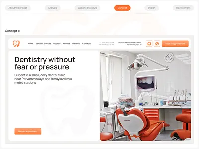 Design concepts for a dental clinic website design first screen ui ux web design website