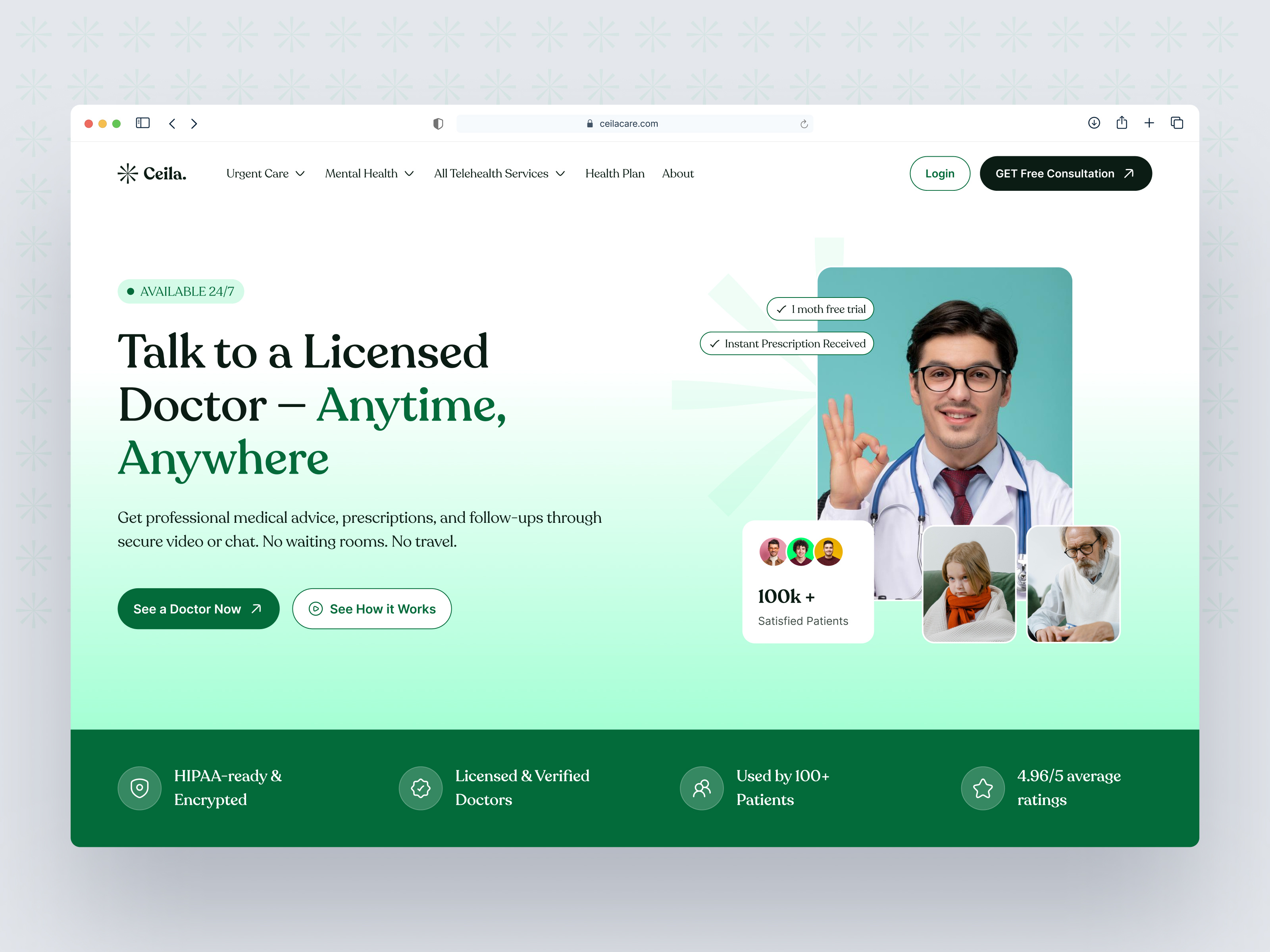 Telehealth Consultation Website Design care consultation health tech healthcare consultation healthcare website helath consultation helathcare landing page landing page design medical service medtech telehealth telehealth healthcare teleheath website ui uiux web design web ui website design