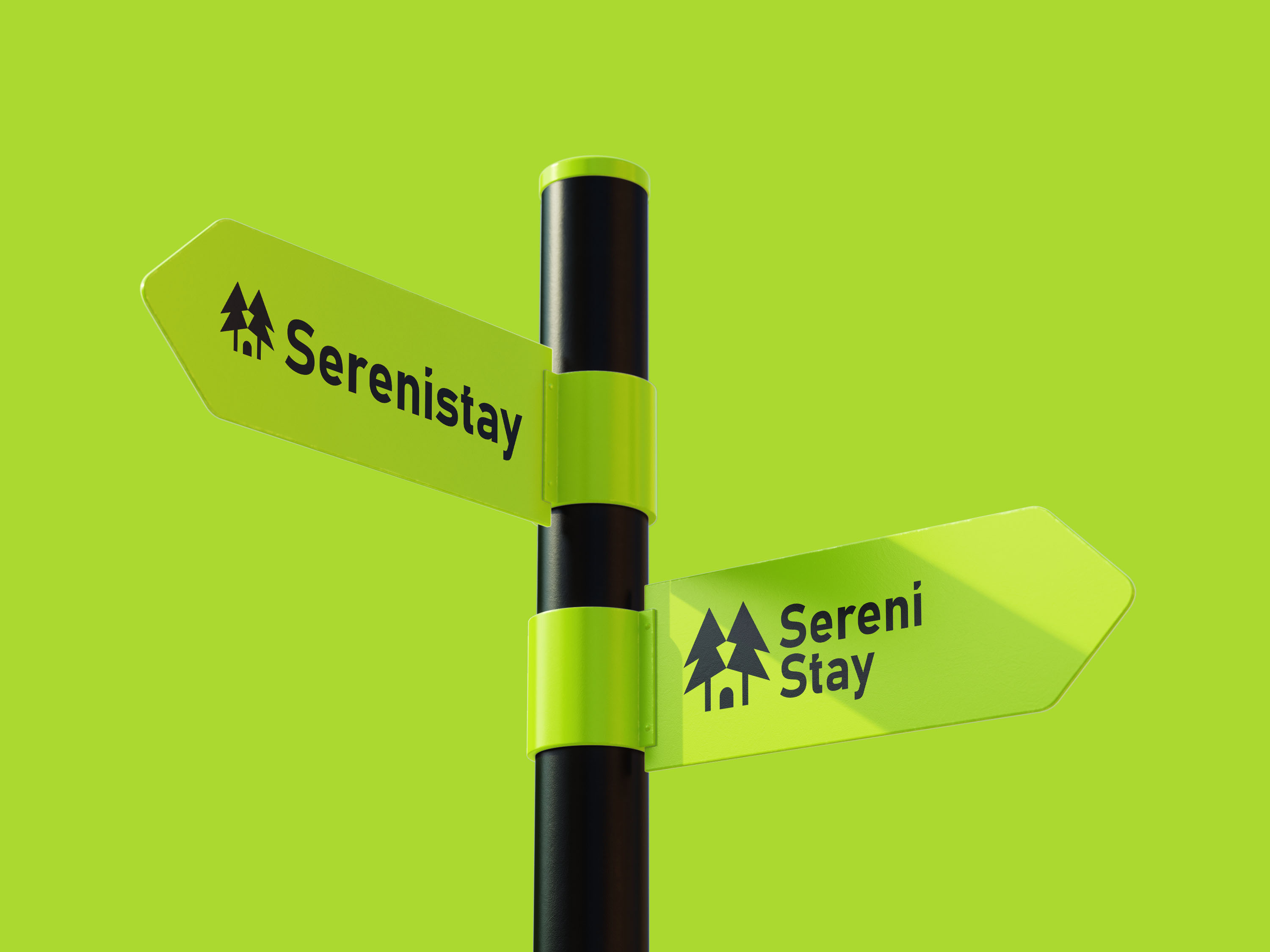 logo and visual identity for "Serenistay" brand design brand guide brand identity branding graphic design logo logotype prototype typography vector visual identiy