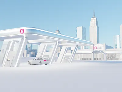 3D gas station [Metaverse] 3d 3d modeling gas station illustration metaverse usa