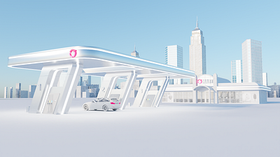 3D gas station [Metaverse] 3d 3d modeling gas station illustration metaverse usa