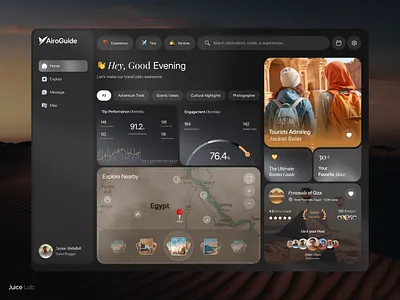 AiroGuide | AI Travel Dashboard UI creative dashboard dashboard design destination dashboard juicelab map dashboard minimal ui saas ui smart travel ui travel analytics travel dashboard ui travel web app ui ux design web application