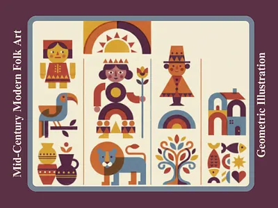 Modern Folk Geometry — Myth, Culture & Celebration adobe photoshop character design cultural illustration dribbble dribbblecommunity editorial illustration geometric illustration illustration modern folk mythological art pattern design storytelling illustration vector art