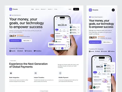 SaaS Website Design banking website finance fintech landing page modern design money management payment getway product design saas saas design saas landing page saas product saas website design web design website