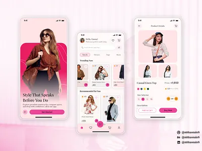Women's Fashion App UI Design appdesign creativedesign dribbbleshot ecommercedesign fashionbrand fashionui figmadesign minimaldesign mobileappdesign modernui pinkui productdesign shoppingapp uitrends uiuxdesign uxdesign uxinspiration womenfashion