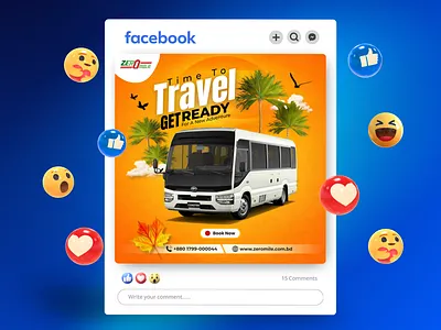 Zero Mile | Bus Booking Service Social Media Design advertisement branding bus booking creative design digital marketing facebook post graphic design marketing post modern design product promotion professional design social media design stratinex it transport branding transport service travel agency travel branding travel design vehicle ad