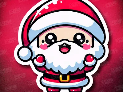 🎅 "SANTA KAWAII" | A Santa a Day | 009/012 character chibi christmas cute festive holiday illustration joyful. kawaii mascot red santa claus sticker vector winter
