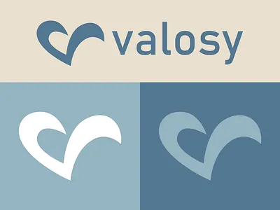Valosy, V and heart logo design brand identity branding emblem heart letter letter v lettering logo logo design love minimal minimalist monogram logo typeface typography v v logo