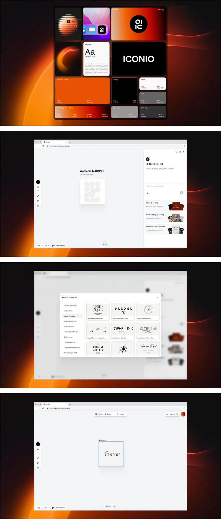 ICONIO — AI Brand Builder Platform 3d animation branding graphic design logo motion graphics ui