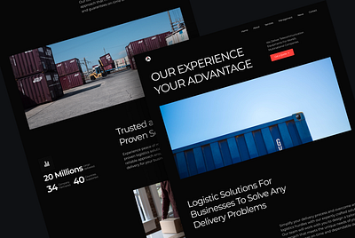 Logistic Company Profile HomePage black cargo cargo website container hero section indonesia landing page logistic company minimalist shipment shipping uiux web website