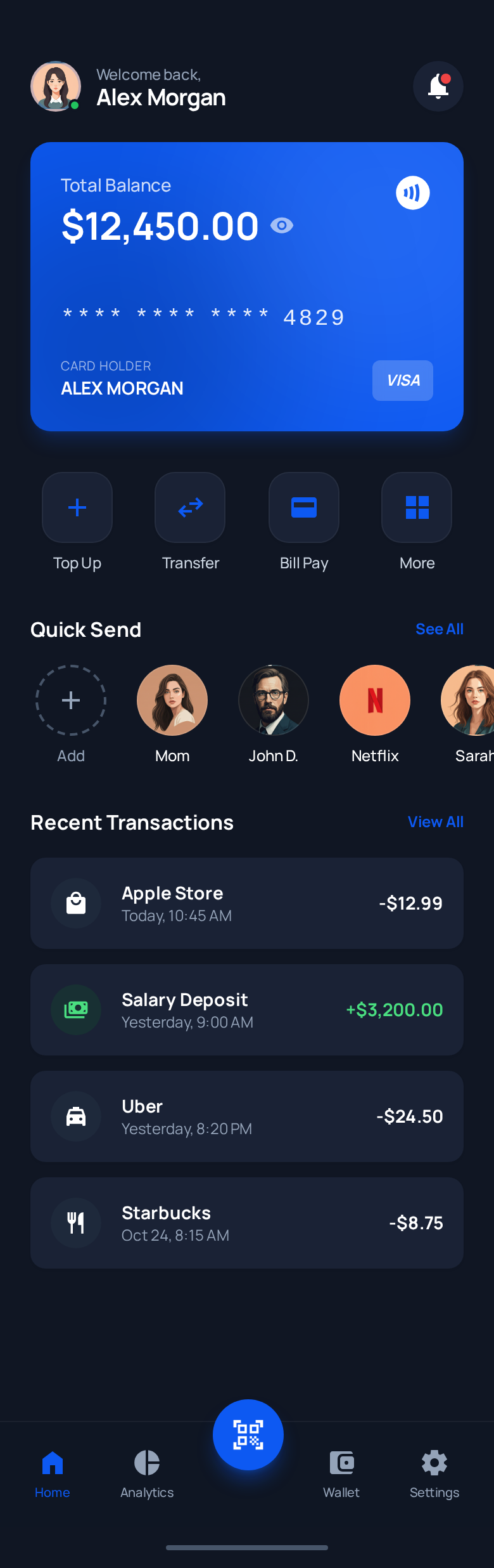 Finance Mobile App - Dark Mode UI Kit animation branding logo product design mobile ui ui