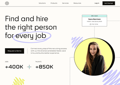 Hire Up - Hiring platform design concept branding design figma flat hero herosection hire hiring platform ui web