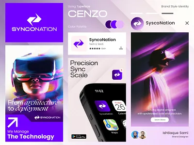 Modern Futuristic Logo & Branding | SYNCONATION brand guideline brand identity design branding creative logo edtech logo futuristic logo geometric logo geometric logo design graphic design logo logo design minimalist logo modern logo modern logo design modern logo presentation one page presentation startup identity tech logo visual identity