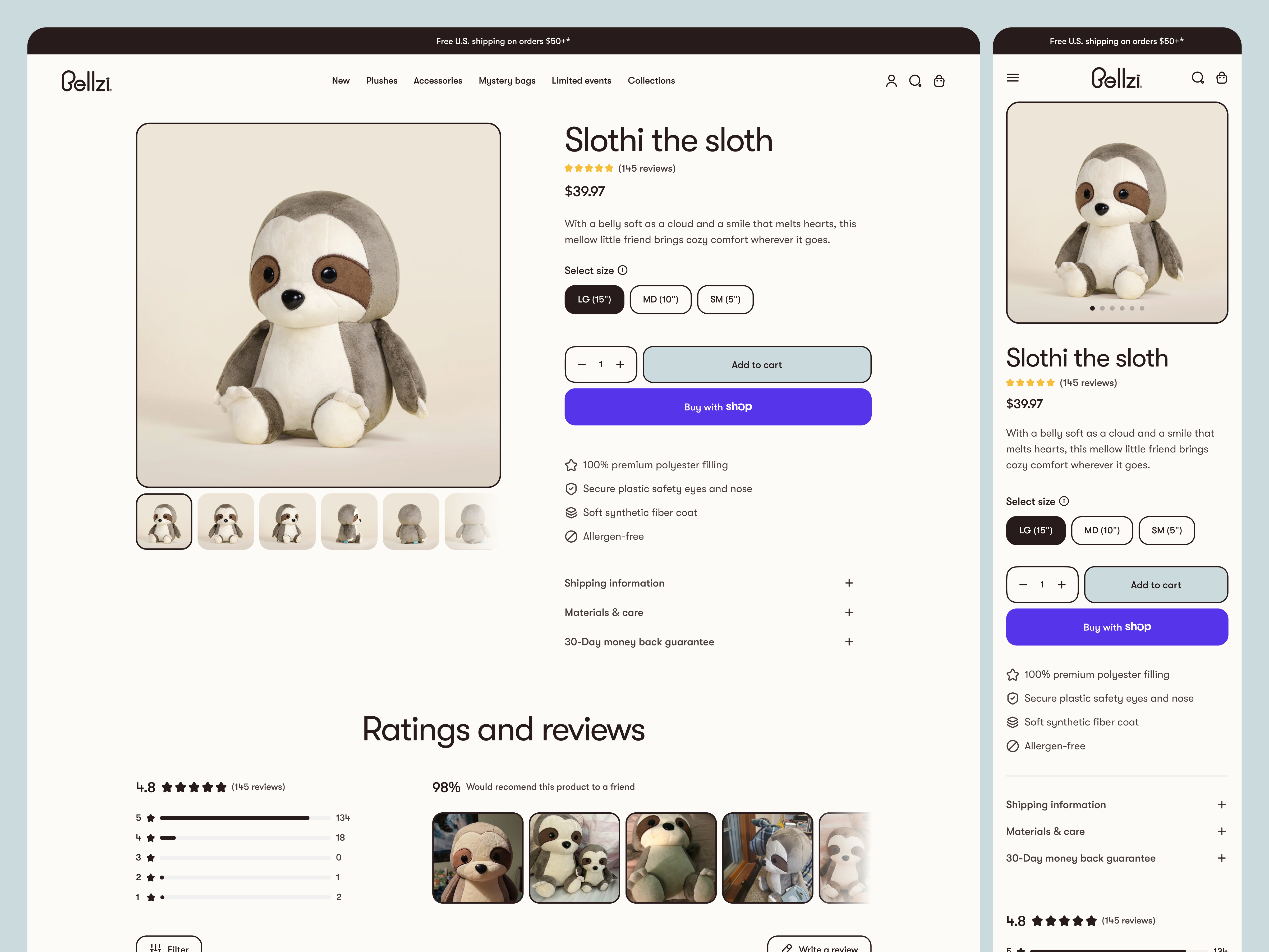 Bellzi | Plush toys e-commerce website redesign asdasd baby store website brand refresh clean ecommerce ecommerce redesign gift shop ui kids ecommerce mobile commerce modern retail online toy shop pastel aesthetic playful design plush toys shopify plushie shop product page design review section shopify toy shop website design shopping app interface toy store design warm palette