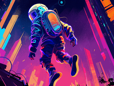Lost in the Metaverse 60s astronaut cosmos exploration illustration journey metaverse sci-fi unknown vintage