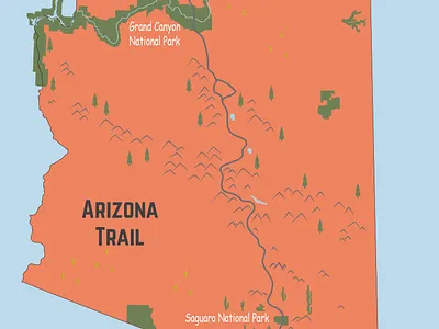 Trail Map custom map hike map illustration map itinerary map trail map travel map