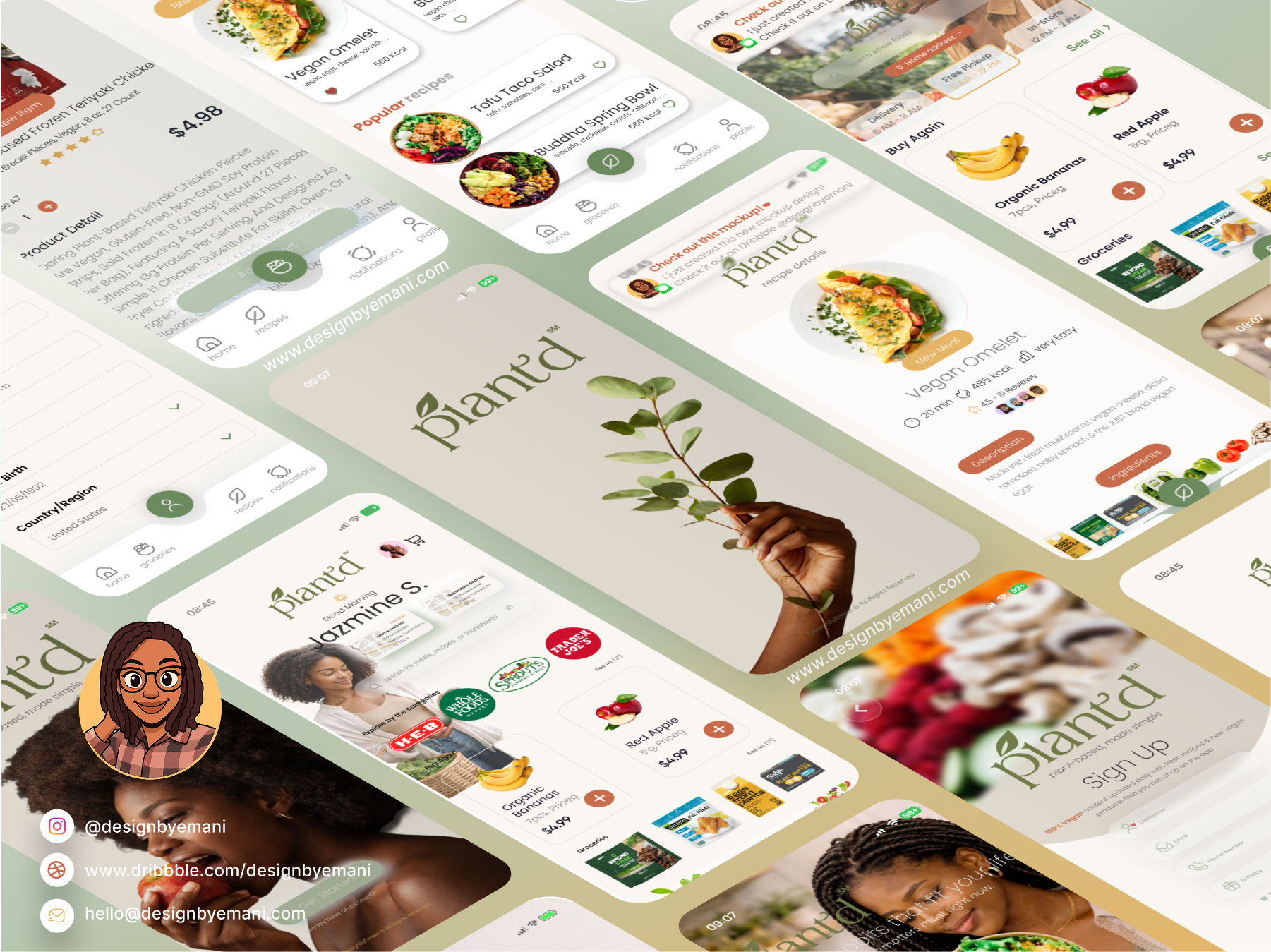 🌱 Plant’d — Vegan Recipes & Grocery Builder App branding design figma grocery app ios app mobile app recipe app ui ui design ux design vegan vegan app