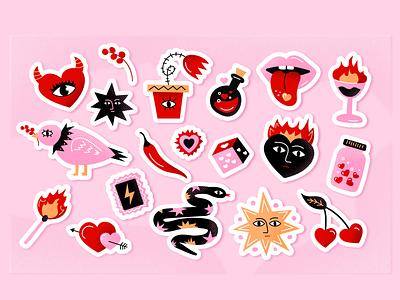 Valentine's Day stickers art illustraion love stickers valentines vector