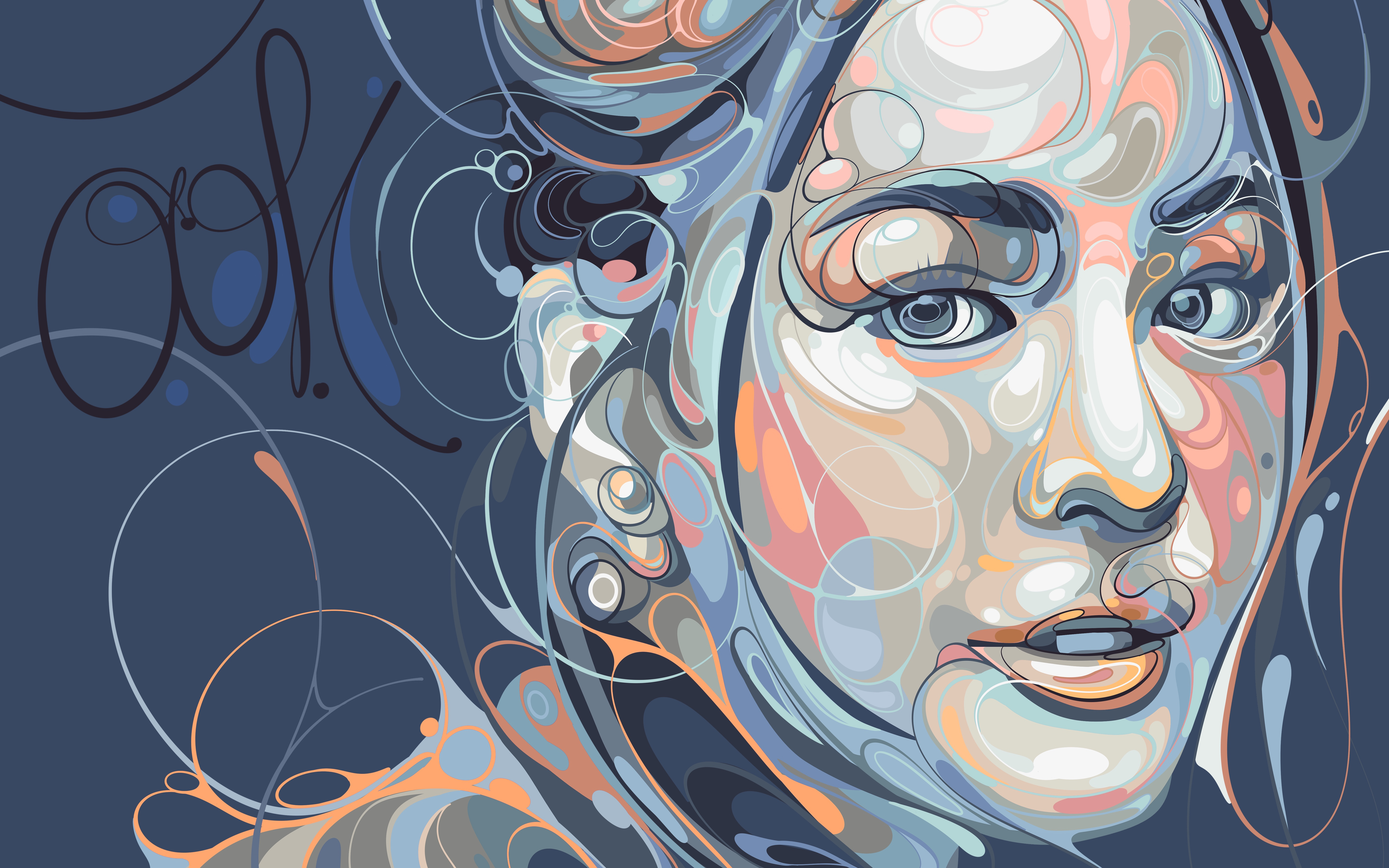 LingLing Kwong 00k abstract actress asrtstyle blue colorful design fanart illustration line linglingkwong portrait portrait abstract unique uniqueartstyle vector