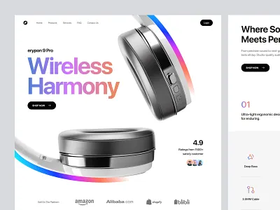 Erypon Premium Headset Store branding design ecommerce electronic elementor framer headset iphone landing online page shop store technology ui webflow website wordpress