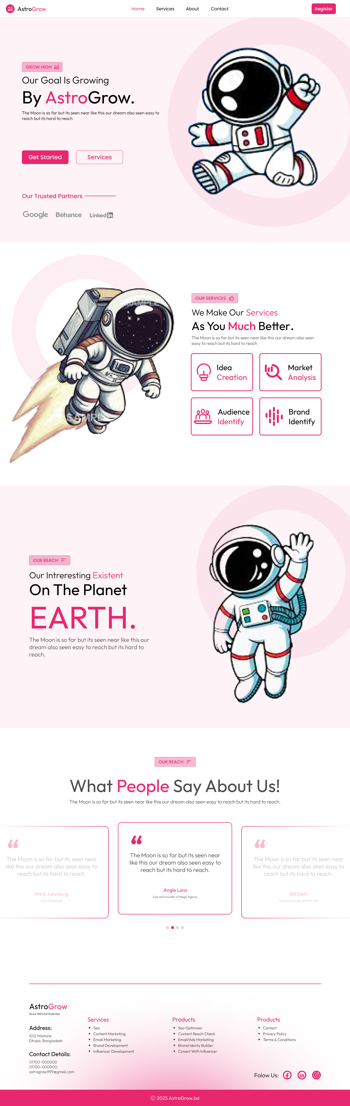 AstroGrow A Growing Website 3d animation branding design graphic design logo motion graphics ui uiux ux web web design website