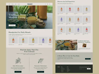 DJAMU — Herbal Wellness E-Commerce Website brand identity branding clean design e commerce food beverage health herbal landing page lifestyle modern website online store product design ui design ux design web design website design wellness
