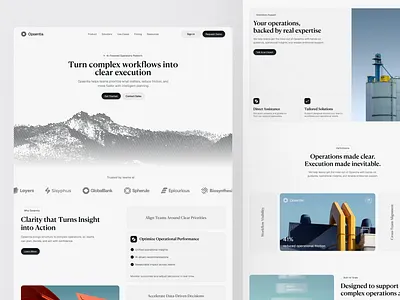 Opsentia — AI-Powered Operations Landing Page ai b2b business clean data desktop enterprise growth landing page management operations platform ui website workflow