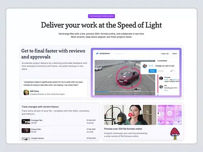 Bento Section for Jumpshare Website Redesign animation design interaction landing page marketing site motion playful prototype saas ui web design