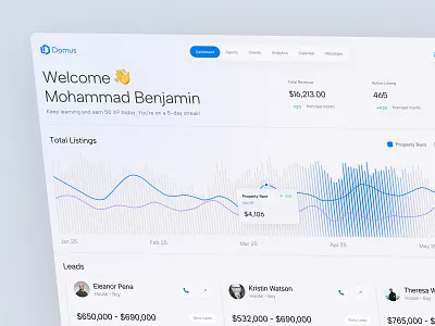 Domus | AI Real Estate Management Dashboard app design cleaner dashboard dashboard design graphic design pixxen pixxen product design product design property management real estate real estate dashboard ui
