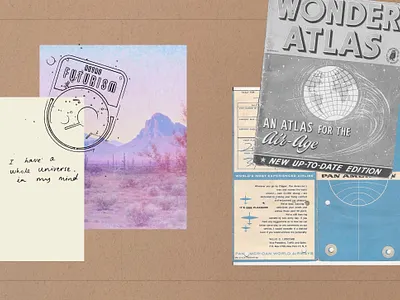 Wonder Travel, sketchbook collage concept art digital collage fine art illustration narrative design