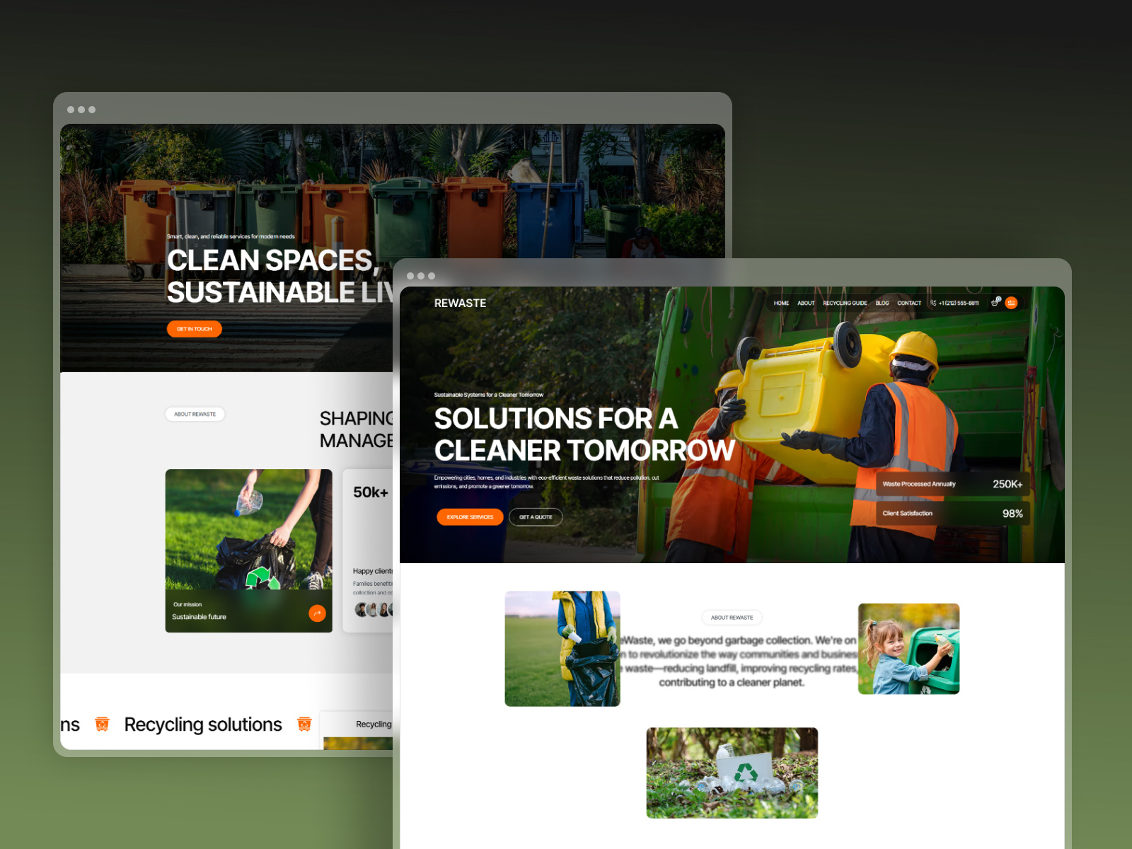 Rewaste-Waste Pickup & Disposal Service Website Webflow Template disposal services eco friendly website environment environmental services garbage collection hh mobile friendly recycling comapnies recycling services responsive responsive design seo friendly uiux waste management waste pickup web design web development webflow webflow template webflow website