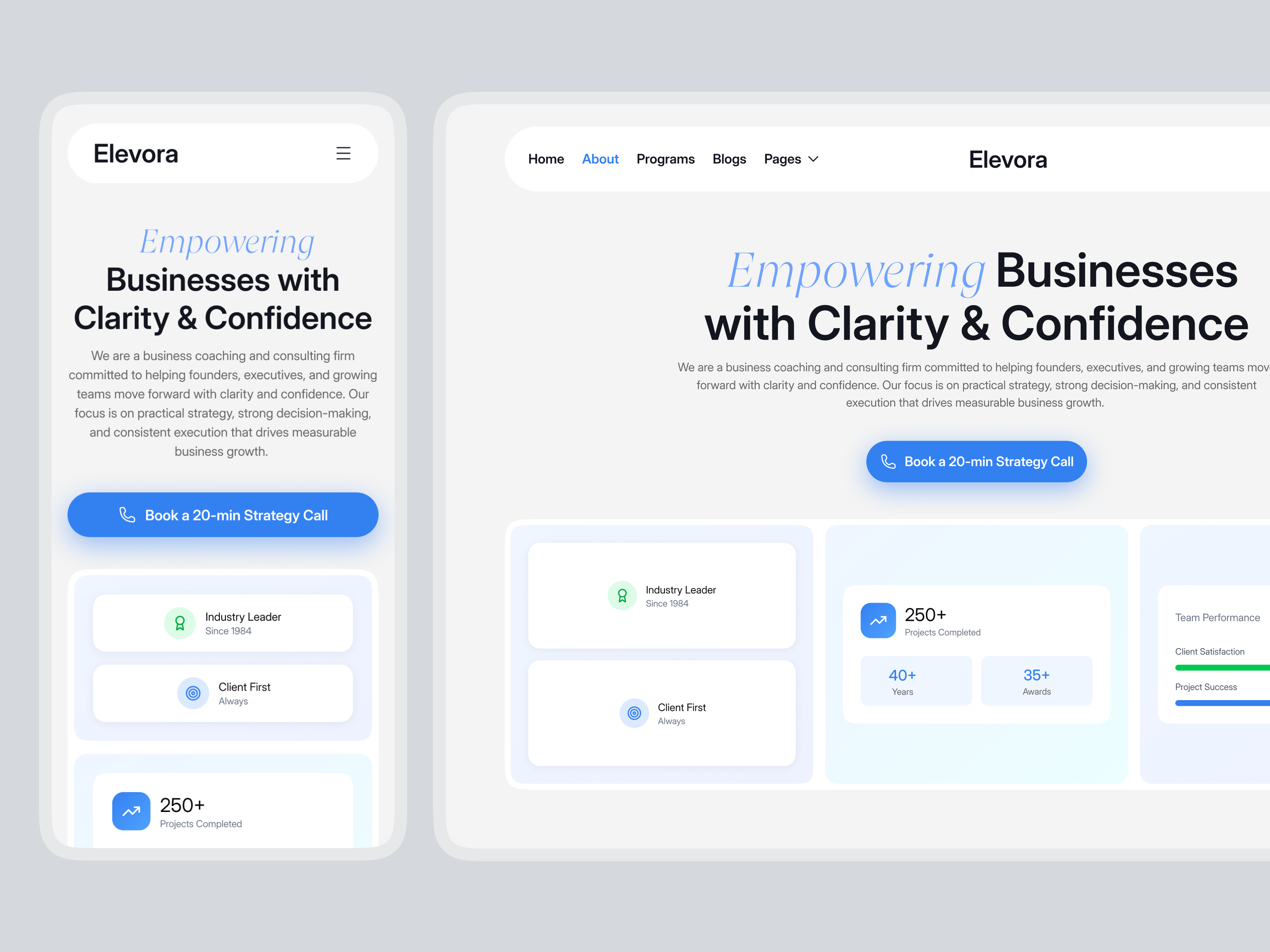 Responsive Consulting Website Design | UIUX | About us | Hero interface product service startup ui ux web