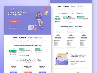 HostBuddy - a fast and leading web hosting provider business business website figma figma design illustrations logo marketing minimal design professional website startup typography ui web web hosting website